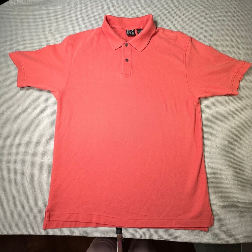 Jos‎ A Bank Polo Shirt Mens Large Pink Short Sleeve 100% Cotton Casual Adult